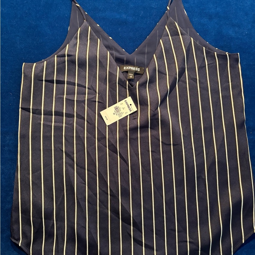 Express Navy and White Striped Camisole